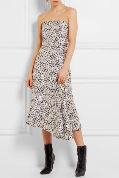 Shop Balenciaga Embellished Embroidered Cotton-canvas Dress