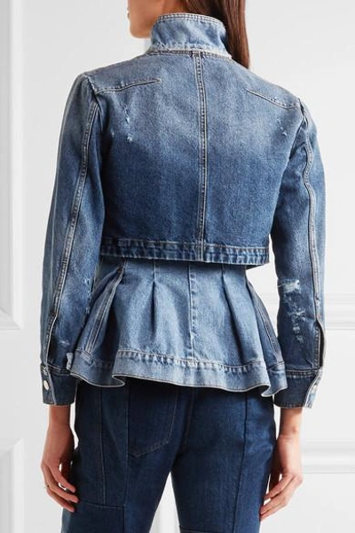 Shop Alexander Mcqueen Layered Denim Peplum Jacket