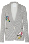 MIRA MIKATI Appliquéd striped stretch-cotton blazer