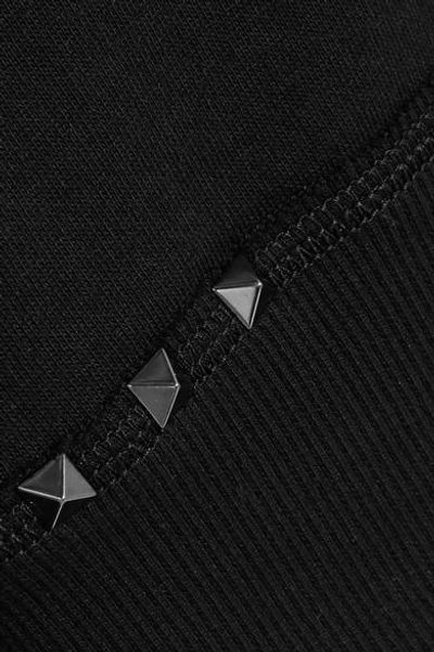 Shop Valentino The Rockstud Cotton-jersey Sweatshirt In Black