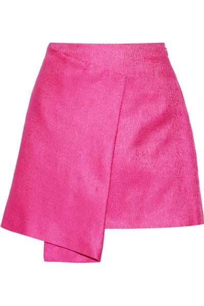 Maiyet Woman Wrap-effect Cotton And Silk-blend Mini Skirt Fuchsia