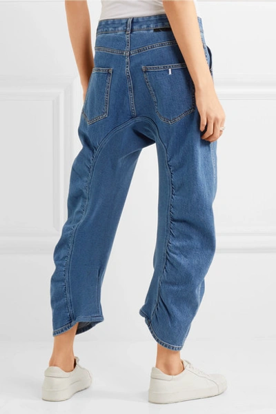 Shop Stella Mccartney Xenia Cotton Blend-paneled High-rise Tapered Jeans