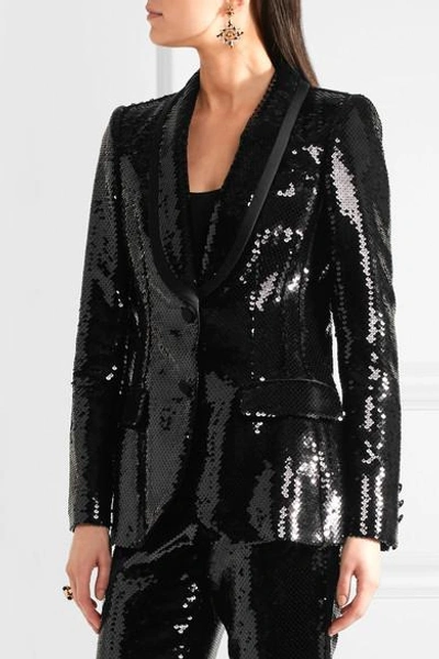 Shop Dolce & Gabbana Sequined Satin Blazer