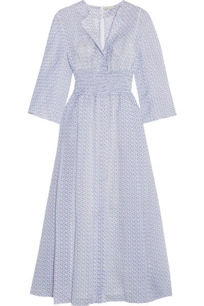 Emilia Wickstead Madeleine Shirred Floral-print Cotton Midi Dress