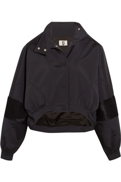 Topshop Unique Cropped Calf Hair-paneled Shell Jacket