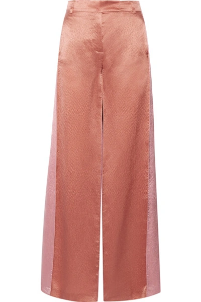 Valentino Woman Two-tone Hammered-satin Wide-leg Pants Copper