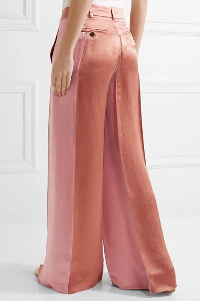 Shop Valentino Two-tone Hammered-satin Wide-leg Pants
