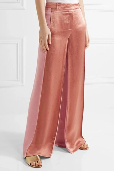 Shop Valentino Two-tone Hammered-satin Wide-leg Pants
