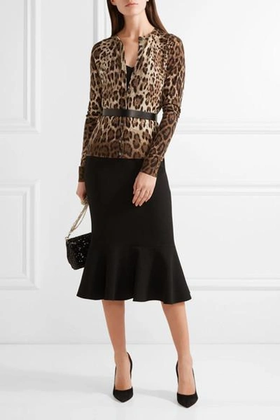 Shop Dolce & Gabbana Leopard-print Cashmere And Silk-blend Cardigan