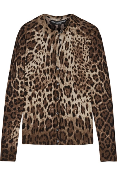 Shop Dolce & Gabbana Leopard-print Cashmere And Silk-blend Cardigan