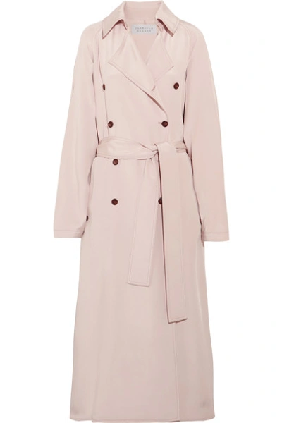 Gabriela Hearst Cabot Oversized Silk-charmeuse Trench Coat In Khaki