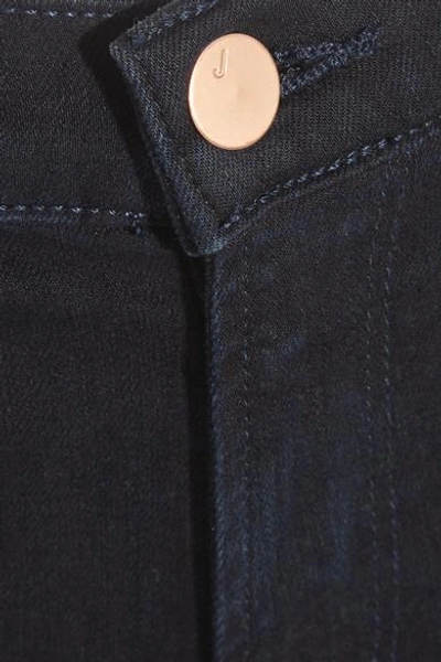 Shop J Brand Selena Cropped Mid-rise Flared Jeans In Dark Denim