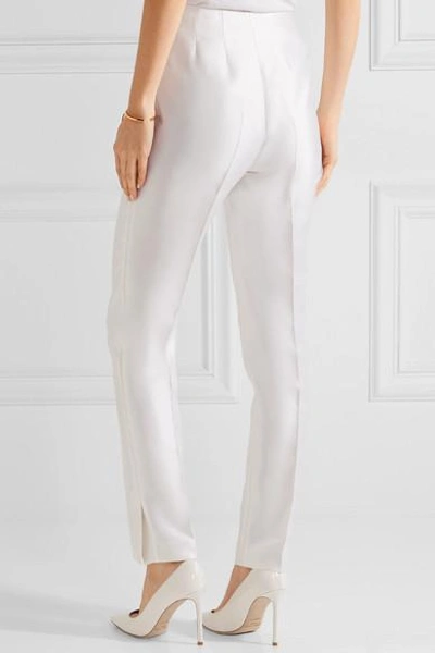 Shop Gabriela Hearst Chapman Silk And Wool-blend Skinny Pants In Ivory