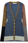 CHRISTOPHER KANE Color-block metallic stretch-knit cardigan