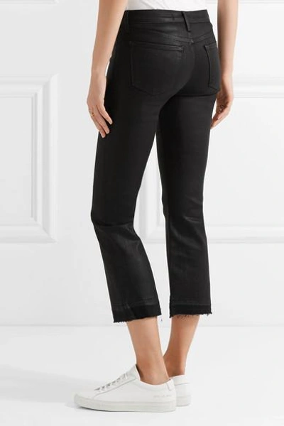 Shop J Brand Selena Cropped Coated Mid-rise Bootcut Jeans
