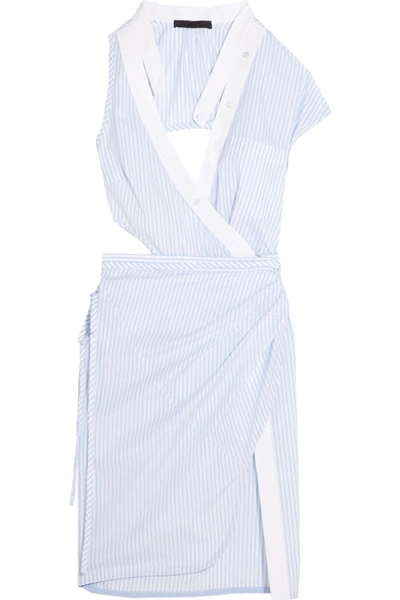 Shop Alexander Wang Cutout Striped Cotton-poplin Wrap Dress