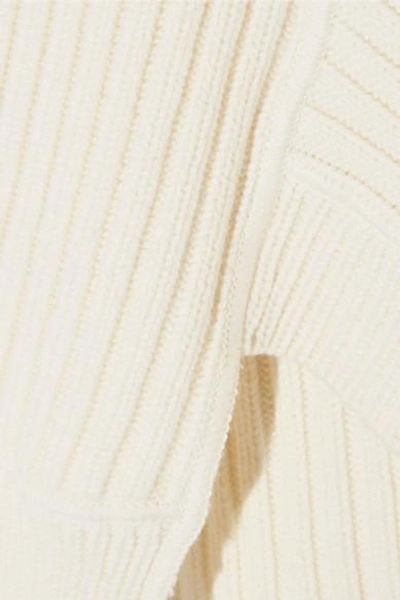 Shop Paul & Joe Asymmetric Ribbed Silk And Wool-blend Sweater