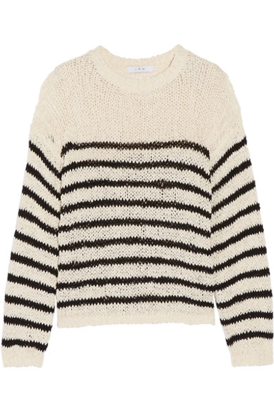 Iro Lolita Striped Open-knit Cotton-blend Sweater In Ecru/black