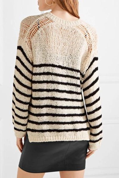 Shop Iro Lolita Striped Open-knit Cotton-blend Sweater