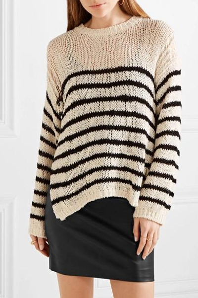 Shop Iro Lolita Striped Open-knit Cotton-blend Sweater