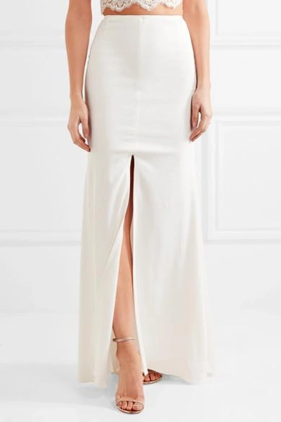 Shop Rime Arodaky Camila Split-front Crepe Maxi Skirt In White