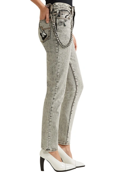 Shop Marc Jacobs Embellished Appliquéd High-rise Skinny Jeans