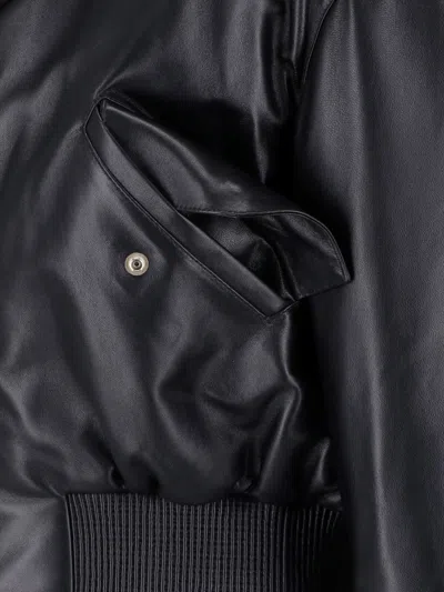 Givenchy Lambskin Leather Shawl Collar Ribbed Bomber Jacket In Schwarz