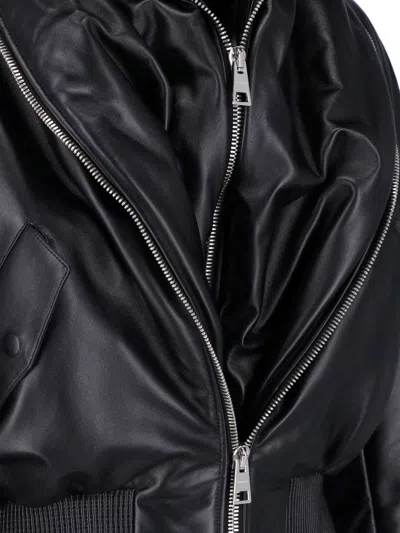 Givenchy Lambskin Leather Shawl Collar Ribbed Bomber Jacket In Schwarz