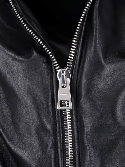 Givenchy Lambskin Leather Shawl Collar Ribbed Bomber Jacket In Schwarz