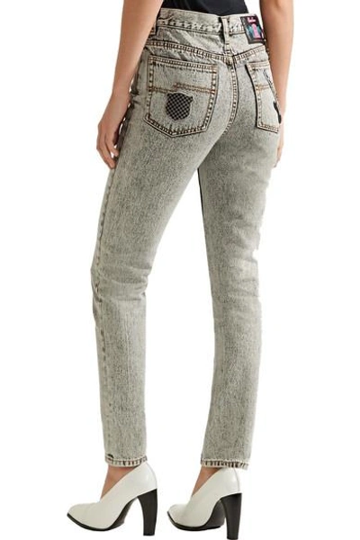 Shop Marc Jacobs Embellished Appliquéd High-rise Skinny Jeans