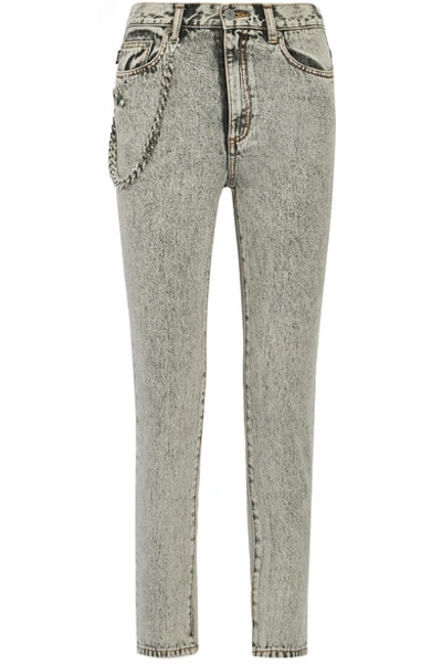 Marc Jacobs Woman Embellished Appliquéd High-rise Skinny Jeans Light Gray In Grey