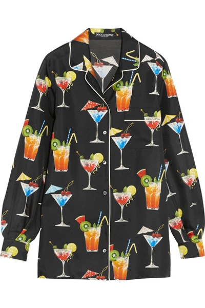 Shop Dolce & Gabbana Printed Silk-twill Shirt