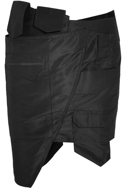 Ronald Van Der Kemp Woman Asymmetric Silk-taffeta Mini Skirt Black