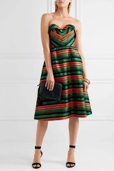 Shop Delpozo Strapless Striped Jacquard Dress
