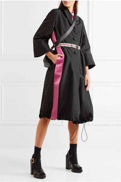 Shop Prada Satin-trimmed Silk-taffeta Coat In Black