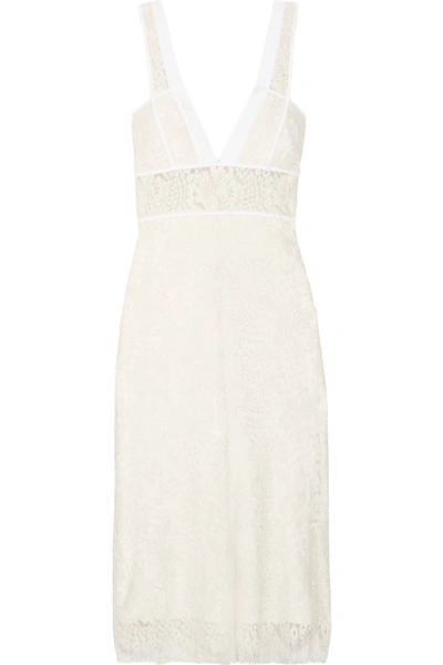 Shop Victoria Beckham Cotton-trimmed Wool-blend Lace Midi Dress