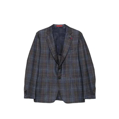 Isaia Check-pattern Single-breasted Blazer In Multi