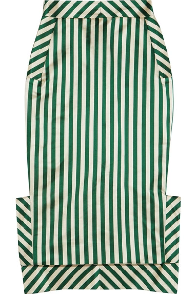 Ronald Van Der Kemp Striped Duchesse-satin Midi Skirt
