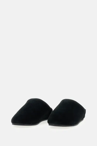 Ugg -style Elea Suede Faux Fur Slip-on Flat Mule In Black