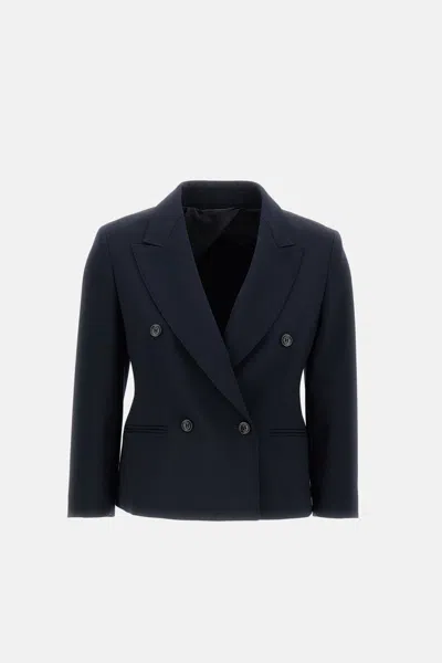 Max Mara Mxmdorico Stretch Virgin Wool Blazer In Blue