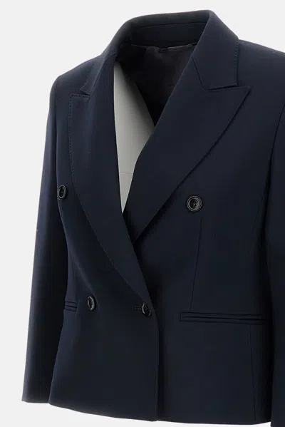 Max Mara Mxmdorico Stretch Virgin Wool Blazer In Blue