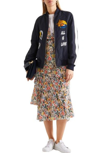 Shop Stella Mccartney Embroidered Faille Bomber Jacket