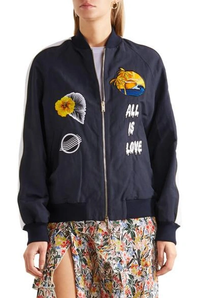 Shop Stella Mccartney Embroidered Faille Bomber Jacket