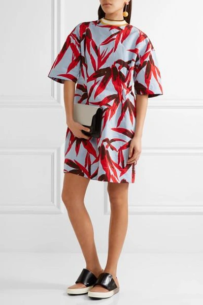 Shop Marni Printed Poplin Mini Dress