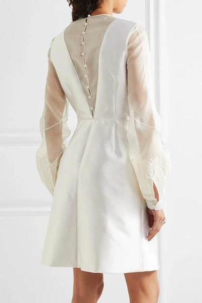 Shop Gabriela Hearst Henrietta Organza-paneled Silk And Wool-blend Mini Dress In Ivory