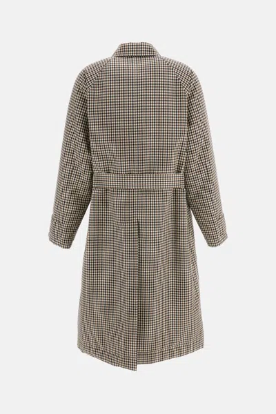 Plan C Check-pattern Double-breasted Coat In Gray