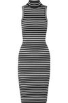 MICHAEL MICHAEL KORS Striped ribbed stretch-knit turtleneck dress