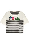 MARC JACOBS Embellished striped cotton-jersey T-shirt