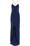 MICHELLE MASON Open-back asymmetric silk-satin gown