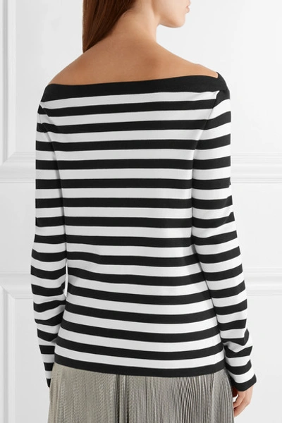Shop Michael Kors Striped Cotton-jersey Top